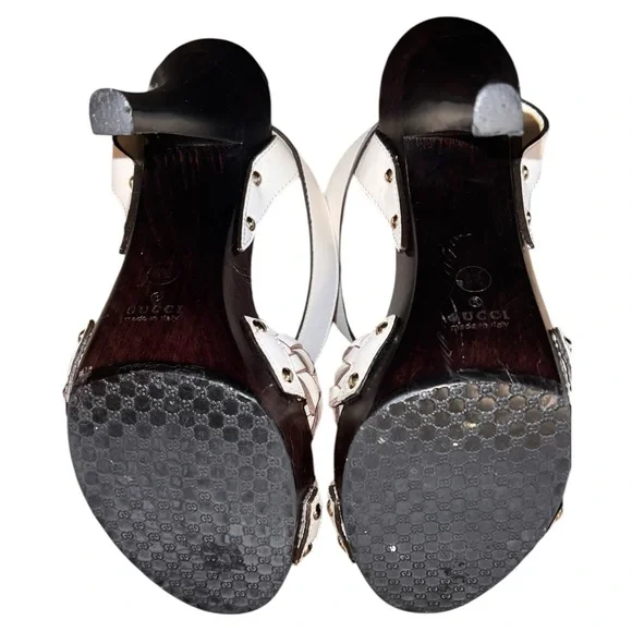 Gucci White Braided Leather Sandals with High Heel - Picture 5 of 6